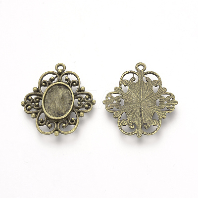 Tibetan Style Alloy Pendant Cabochon Settings TIBE-Q073-72AB-1