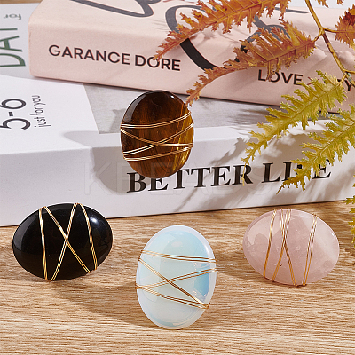 4Pcs 4 Style Oval Gemstone Car Air Vent Clips JEWB-AB00027-1
