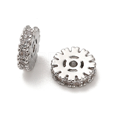 Brass Micro Pave Clear Cubic Zirconia Beads KK-B110-07P-1