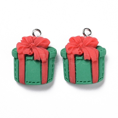 Christmas Opaque Resin Pendants RESI-G028-02P-1