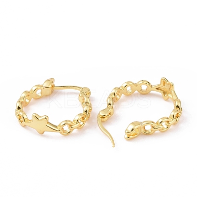 Rack Plating Brass Star Hoop Earrings for Women KK-E033-07G-1