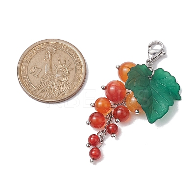 Grape Natural Carnelian Pendant Decorations HJEW-TA00266-02-1