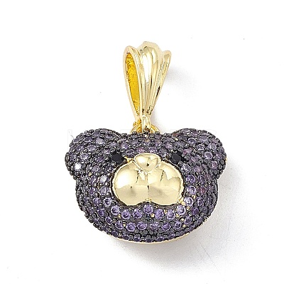 Brass Micro Pave Cubic Zirconia Pendants KK-P224-09EB-03-1