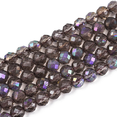 AB Color Plated Natural Ice Obsidian Beads Strands G-T144-B07-06-1