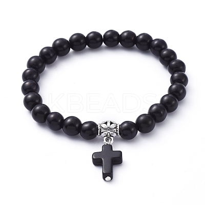 Stretch Charm Bracelets BJEW-JB05234-01-1