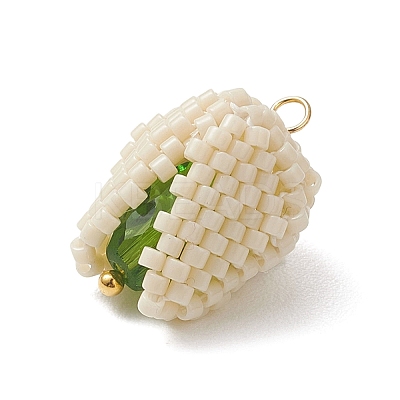 MIYUKI Glass Seed Beaded Pistachio Pendants PALLOY-MZ01213-1
