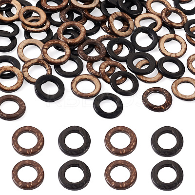 200Pcs 2 Colors Dyed Wood Jewelry Findings Coconut Linking Rings COCO-CD0001-01-1