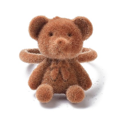 Bear Flocky Adjustable Ring for Teen Girl Women RJEW-G117-01A-1
