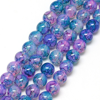 Baking Paint Glass Beads Strands DGLA-Q023-8mm-DB72-1
