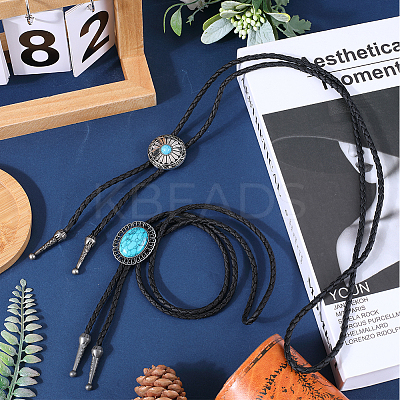 2Pcs 2 Style Imitation Leather Bolo Tie for Men NJEW-GF0001-07-1