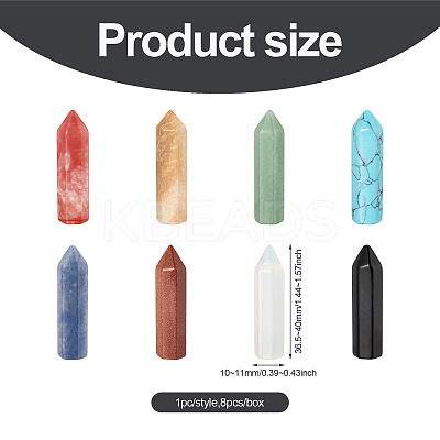 8Pcs 8 Style Natural Pointed Beads G-FW0001-26-1