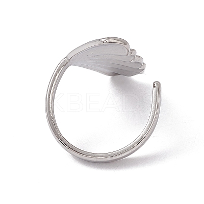 304 Stainless Steel Shell Shape Cuff Ring for Women LS-RJEW-C045-25P-1