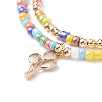 2Pcs 2 Style Glass Seed Pearl Beaded Necklaces Set NJEW-JN03936-1
