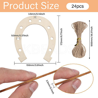 Horseshoe Wood Pendant Decorations WOOD-WH034-90-1