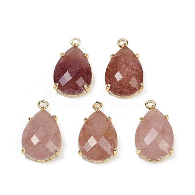 Natural Strawberry Quartz Faceted Pendants G-K347-05G-01-1