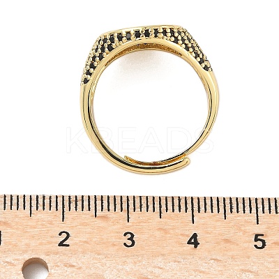 Brass Micro Pave Cubic Zirconia Cuff Rings for Women RJEW-A069-13G-1