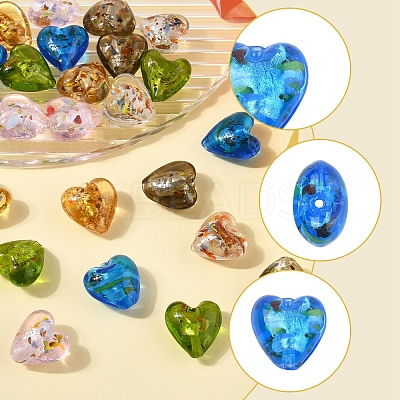 24Pcs 6 Colors Handmade Lampwork Silver Foil Glass Beads FOIL-FS0001-01-1