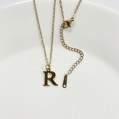 304 Stainless Steel Letter Pendant Necklaces NJEW-WH0027-26R-G-1
