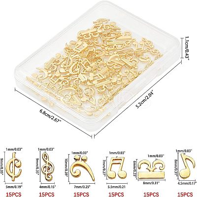 15 Sets 5 Colors Notes Symbol Alloy Cabochons DIY-OC0008-21-1