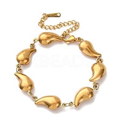 304 Stainless Steel Teardrop Shape Link Bracelets for Women BJEW-L706-05G-1