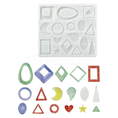 DIY Geometrical Shape Pendant Silicone Molds DIY-YW0008-06-1