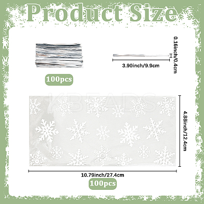 100Pcs Christmas Snowflake Printed OPP Cellophane Candy Packaging Bags ABAG-GF0001-41A-1