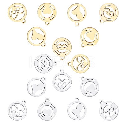 16Pcs 4 Styles 304 Stainless Steel Charms STAS-SC0002-65-1