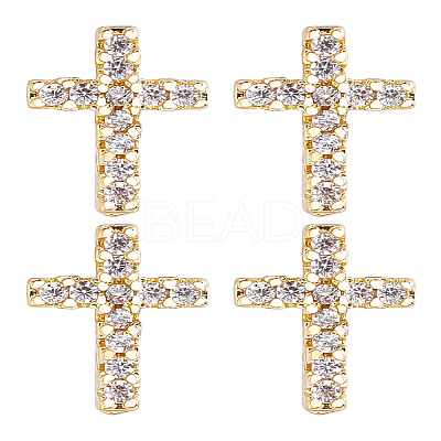 2 Pairs Brass Micro Pave Clear Cubic Zirconia Stud Earrings for Women EJEW-LP0001-57G-1