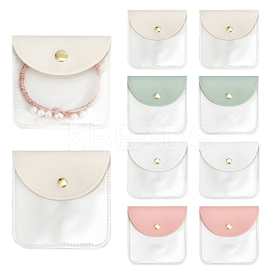 8Pcs 4 Colors PU Leather Jewelry Envelope Pouches Gift Bags with Snap Button and Clear Window ABAG-PH0001-62B-1