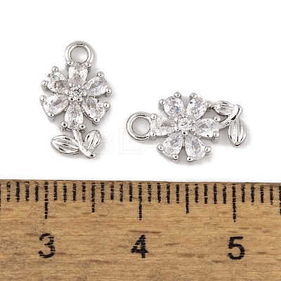 Brass Micro Pave Clear Cubic Zirconia Charms KK-L212-18P-1
