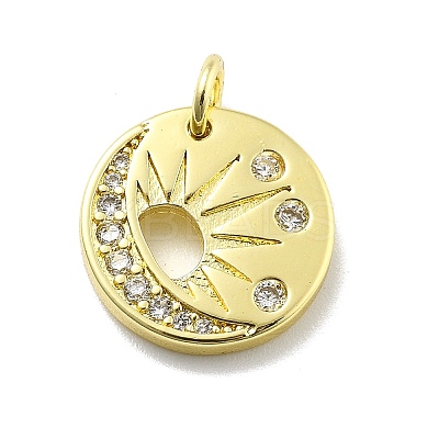 Rack Plating Brass Micro Pave Cubic Zirconia Pendants KK-D359-07G-1