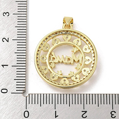 Mother's Day Theme Rack Plating Brass Micro Pave Cubic Zirconia Pendants KK-F869-20G-05-1