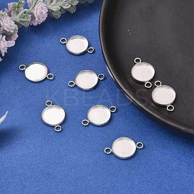 Non-Tarnish Flat Round 304 Stainless Steel Cabochon Connector Settings X-STAS-E079-02-1