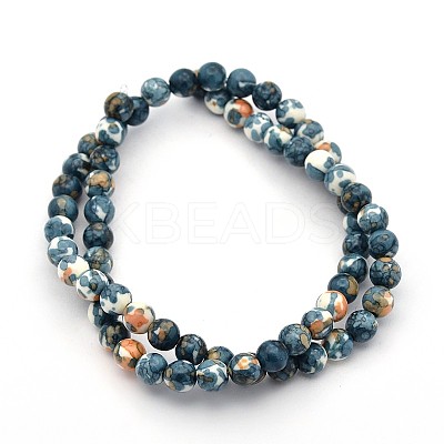 Synthetic Ocean White Jade Round Bead Strands G-M165-10mm-15-1