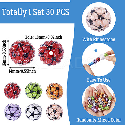 30Pcs Sport Theme Resin Rhinestone Beads RESI-TA0003-96B-1