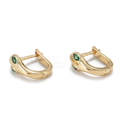 Snake Sparkling Cubic Zirconia Hoop Earrings for Girl Women EJEW-H126-25G-A-1