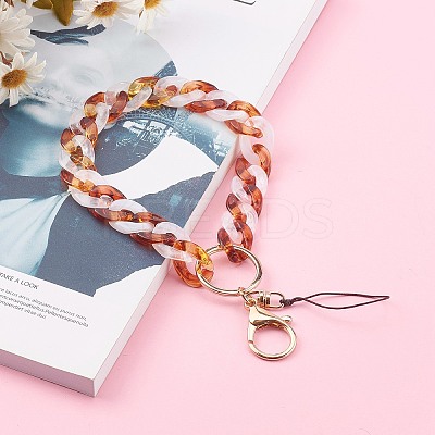 Two Tone Acrylic Curb Chain Mobile Straps HJEW-JM00450-1
