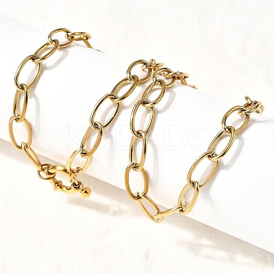 304 Stainless Steel Cable Chain Necklaces with Spring Ring Clasps for Women X-NJEW-Z091-09G-1