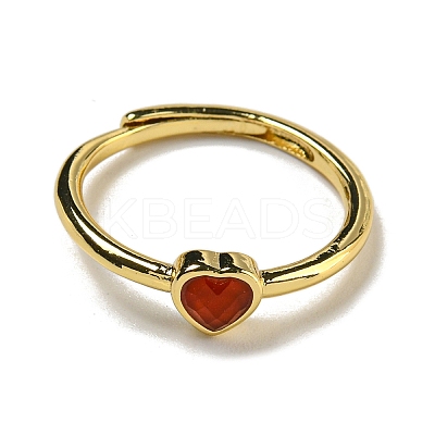 Heart Natural Carnelian Adjustable Rings RJEW-Q818-02G-01-1