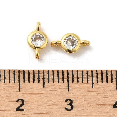 Rack Plating Brass Pave Clear Cubic Zirconia Connector Charms KK-G477-02G-1