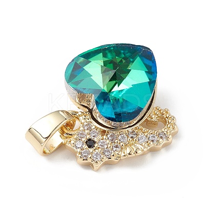 Real 18K Gold Plated Rack Plating Brass Micro Pave Cubic Zirconia Pendants KK-C015-02G-04-1