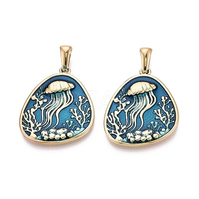 304 Stainless Steel & Enamel Pendants STAS-T072-72A-G-1