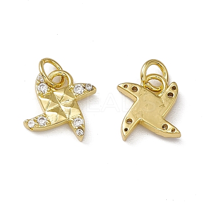 Rack Plating Brass Cubic Zirconia Charms KK-M231-03G-1