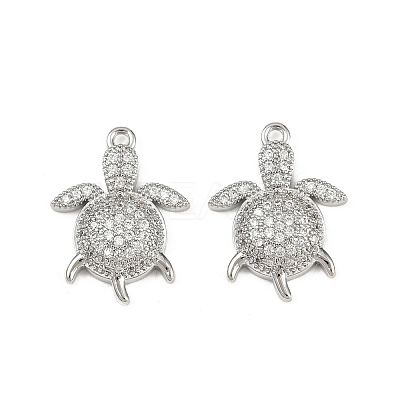 Brass Micro Pave Clear Cubic Zirconia Pendants KK-G535-02C-P-1