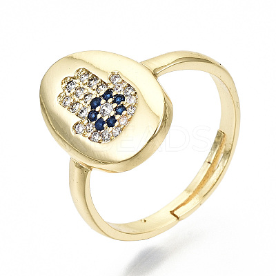 Adjustable Brass Micro Pave Cubic Zirconia Finger Rings RJEW-S045-050G-NR-1