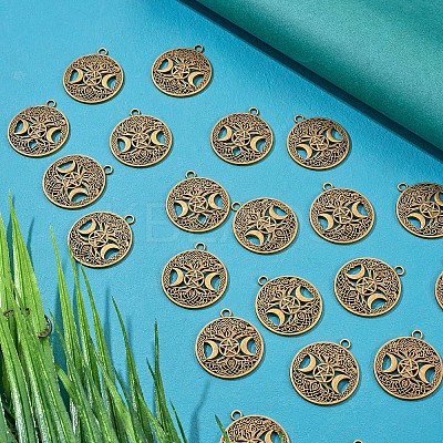 60Pcs Life of Tree Moon Charm Pendant Triple Moon Goddess Pendant Ancient Bronze for Jewelry Necklace Earring Making crafts JX339A-1