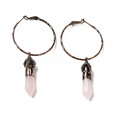 Natural Rose Quartz Dangle Earrings G-D468-44R-1