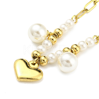 PVD Vacuum Plating 304 Stainless Steel Heart Charm Bracelet BJEW-Z016-06G-1