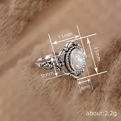 Alloy with Plastic Imitation Opal Finger Rings FS-WG4C942-04-1