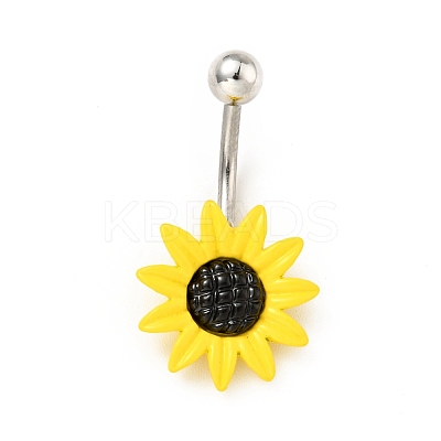 Alloy Daisy Curved Barbell AJEW-G042-01P-1